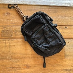 Back Pack travel accessories. Attach to anything. Hiking. Unisex. Deep Black